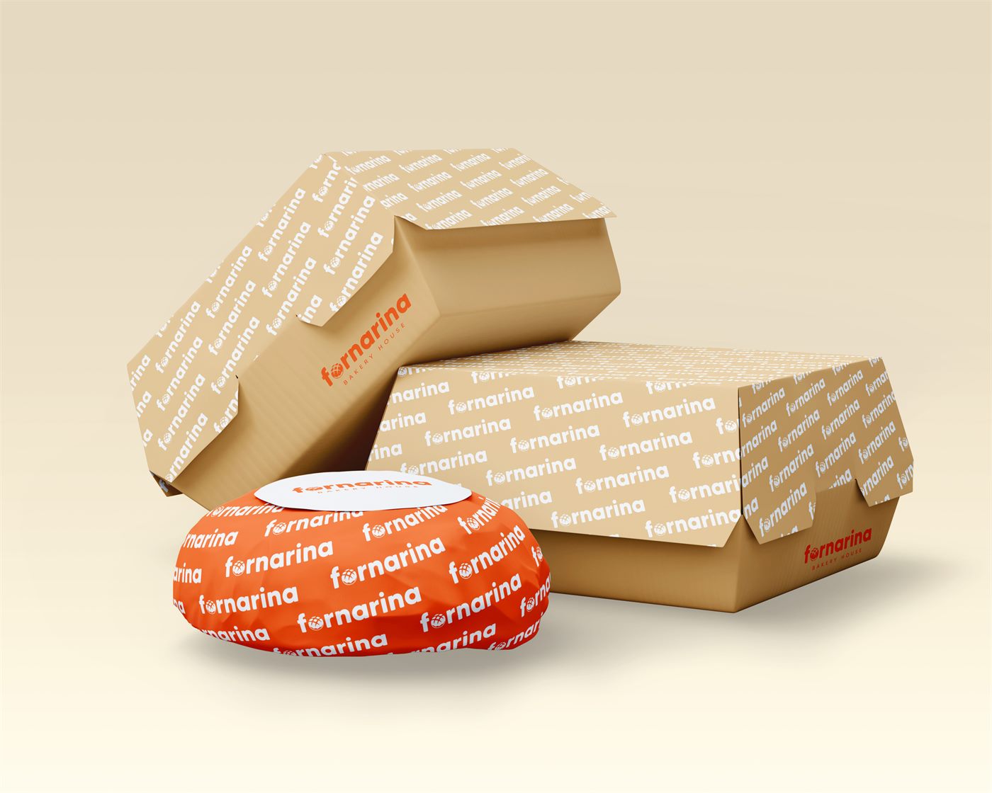 Packaging in carta kraft progettato per Fornarina Bakery House